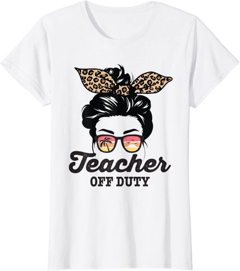 Discover Womens Teacher Off Duty Messy Bun T-Shirt