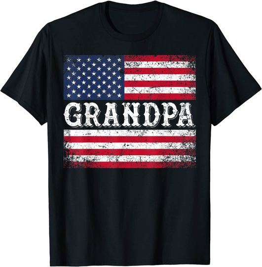 Discover Grandpa Vintage USA Flag Patriotic 4th of July T-Shirt T-Shirt