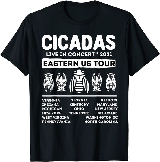 Discover Webn Cicadas Men's T Shirt Live In Concert 2021 Eastern USA Brood X Tour