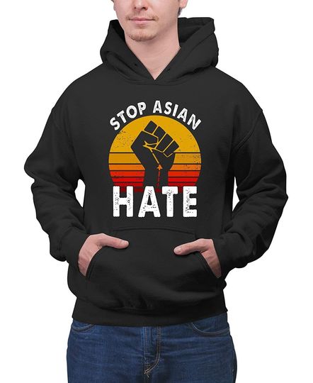 Discover Stop Asian Hate Unisex Hoodie Retro Style Stand for The Right