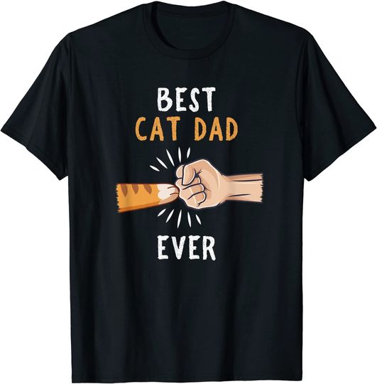 Discover Mens Best Cat Dad Ever T-shirt Paw Fist Bump T-shirt T-Shirt