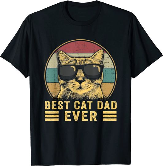 Discover Vintage Best Cat Dad Ever Bump Fit T-Shirt