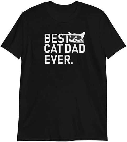 Discover Best Cat Dad Ever Short-Sleeve Unisex T-Shirt Black with White Design Sizes Small - 3X