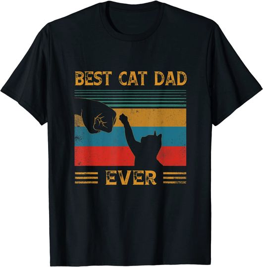 Discover Mens Vintage Best Cat Dad Ever Bump Cat Lover Gifts T-Shirt