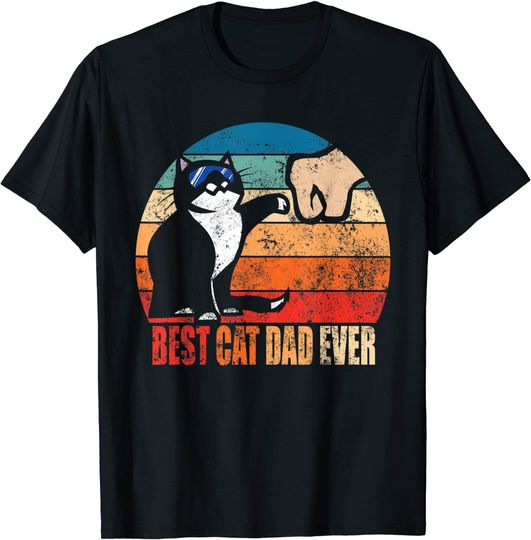 Discover Best Cat Dad Ever Paw Fist Bump Funny Fathers Day Tee T-Shirt