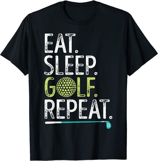 Discover Eat Sleep Golf Repeat Funny Golfing Golfer Men Women Kids T-Shirt