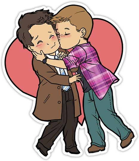 Discover Dean Winchester and Castiel Love is Love Sticker 2"