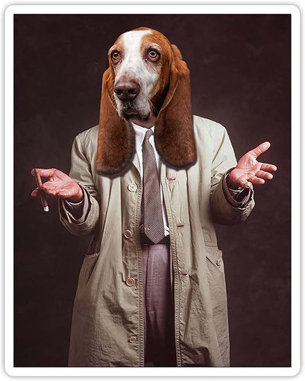 Discover Columbo Columbos Dog Basset Hound Sticker 2"