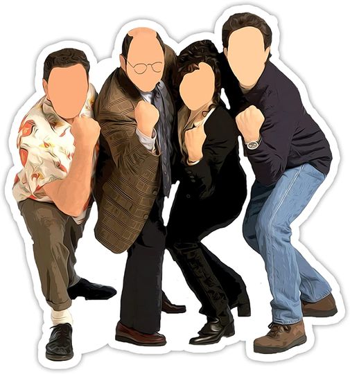 Discover Seinfeld Jerry George Elaine and Kramer Unit Sticker 3"