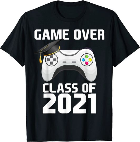 Discover Game Class Of 2021 College School Is Over Gamer Graduation T-Shirt