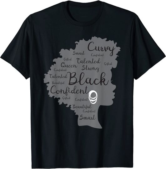 Discover Strong Black Woman Afro Word Art T-Shirt