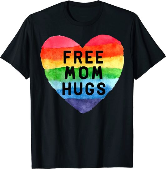 Discover Free Mom Hugs LGBT Flag Gay Lesbian Pride Parades Rainbow T-Shirt