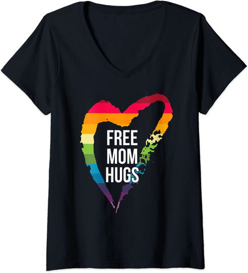 Discover Womens free mom hugs t-shirt LGBT V-Neck T-Shirt
