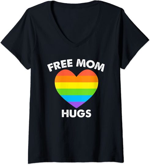 Discover Womens Free Mom Hugs V-Neck T-Shirt