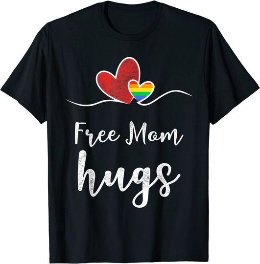 Discover Women Heart Free Mom Hugs Tshirt Rainbow Gift T-Shirt