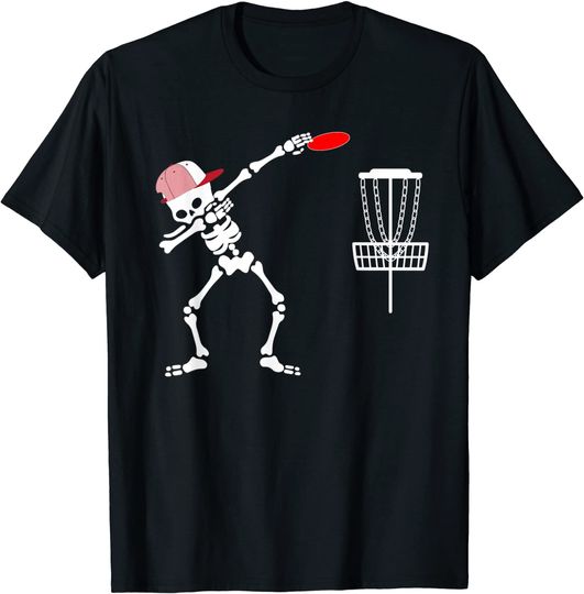 Discover dabbing Skeleton wear hat Disc Golf Player Halloween Costume T-Shirt