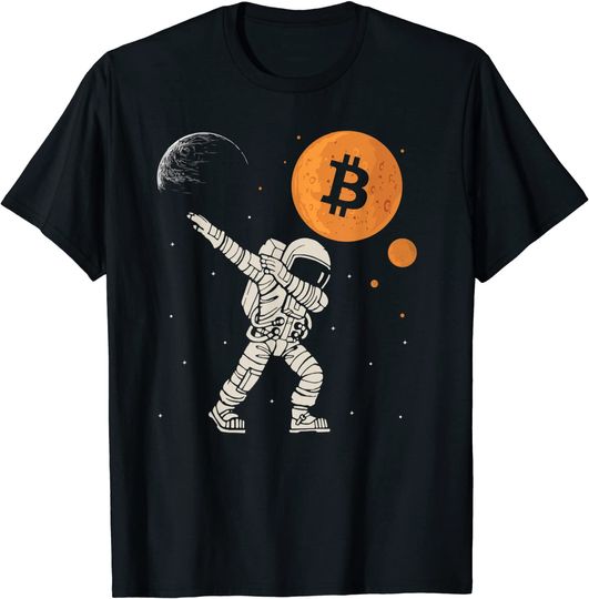 Discover Bitcoin To The Moon Dabbing Astronaut Funny HODL BTC Crypto T-Shirt