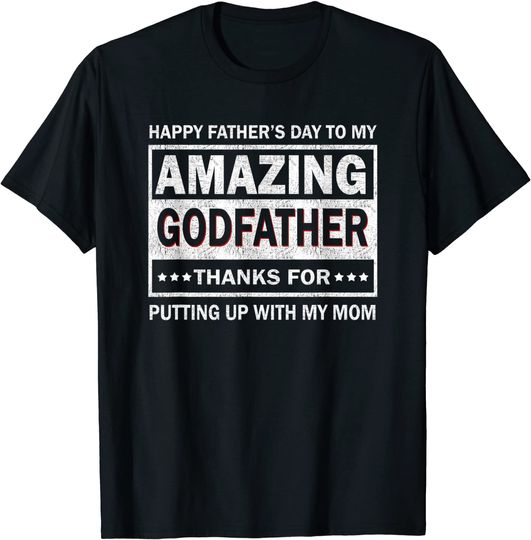 Discover Mens Happy Father's Day To My Amazing Godfather Vintage Father T-Shirt