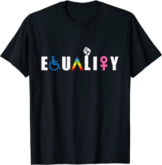 Discover Equality LGBT-Q Gay Pride Flag Proud Ally Rainbow Fist T-Shirt