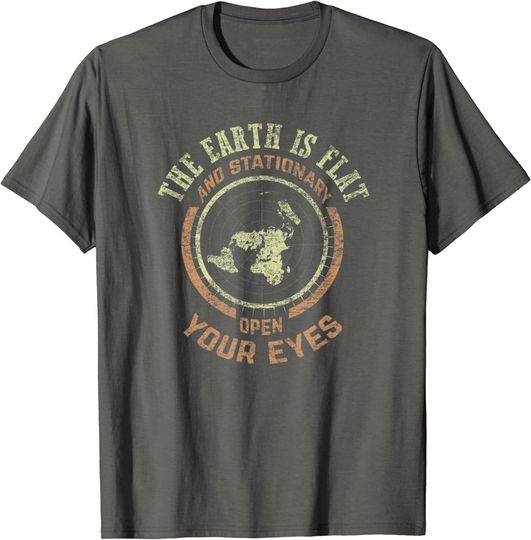 Discover Flat Earth And Stationary Vintage Conspiracy T-Shirt