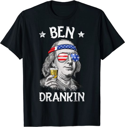 Discover Ben Drankin 4th of July Benjamin Franklin Men Women USA Flag T-Shirt