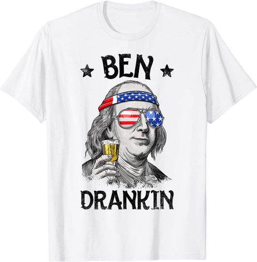 Discover Ben Drankin 4th of July Benjamin Franklin Men Women USA Flag T-Shirt
