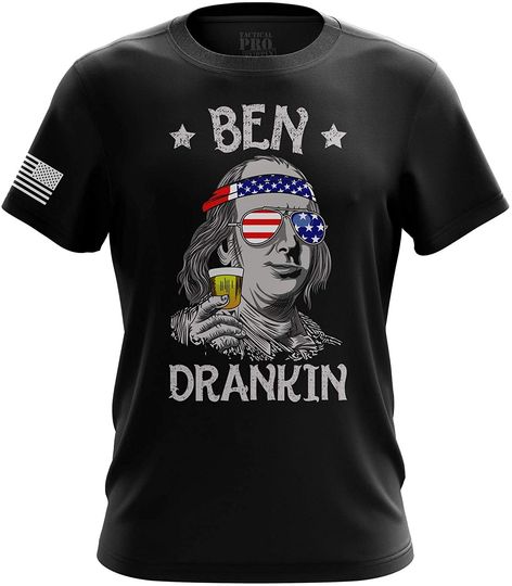 Discover U.S Flag Patriotic Military Army Funny Mens T-Shirt Printed & Packaged in The USA, Ben Drankin