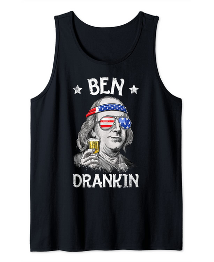 Discover Ben Drankin 4th of July Benjamin Franklin Men Women USA Flag Tank Top