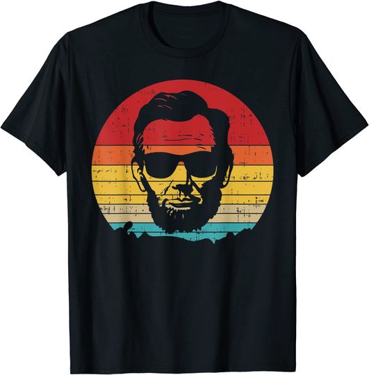Discover 4th of July Men Women Abe Abraham Lincoln Retro Sunset T-Shirt