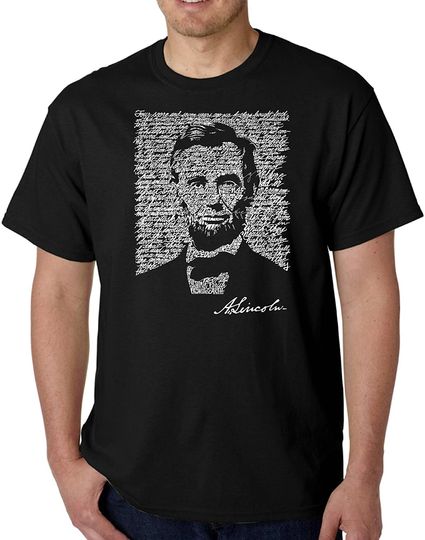 Discover LA POP ART Men's Word Art T-Shirt- Abraham Lincoln - Gettysburg Address