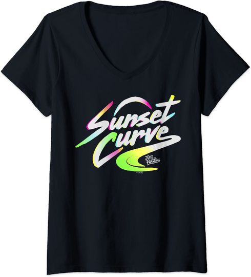 Discover Womens Julie And The Phantoms Sunset Curve Logo V-Neck T-Shirt