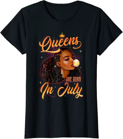 Discover Queen Are Born In July Shirt Cancer Leo Black Women Birthday T-Shirt