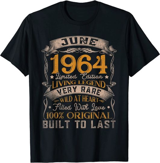 Discover 57th Birthday Decorations June 1964 Men Women 57 Years Old T-Shirt