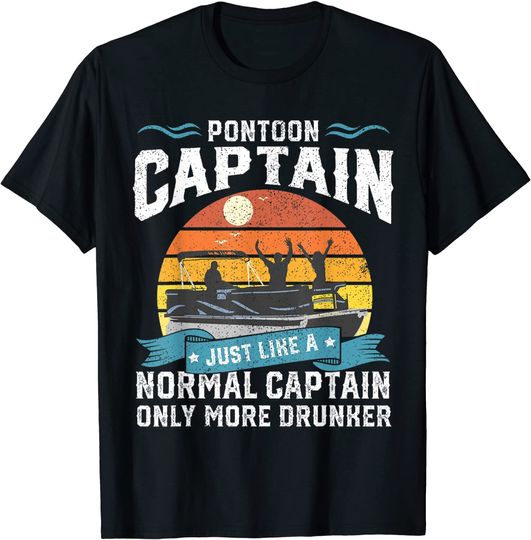 Discover Funny Pontoon Captain Boat Lake Boating Beer Gift For Dad T-Shirt