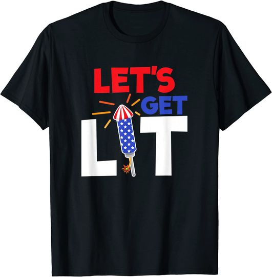 Discover Let's Get Lit Shirt Fireworks USA Party Tee