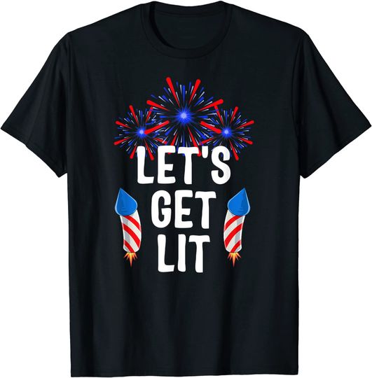 Discover Let's Get Lit 4th Of July With Fireworks T-Shirt