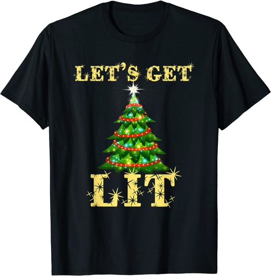 Discover Let's Get Lit Drinking Funny Christmas T-Shirt