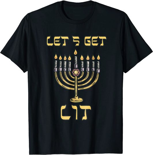 Discover Let's Get Lit Shirt Happy Hanukkah Tee Menorah Candles Gift