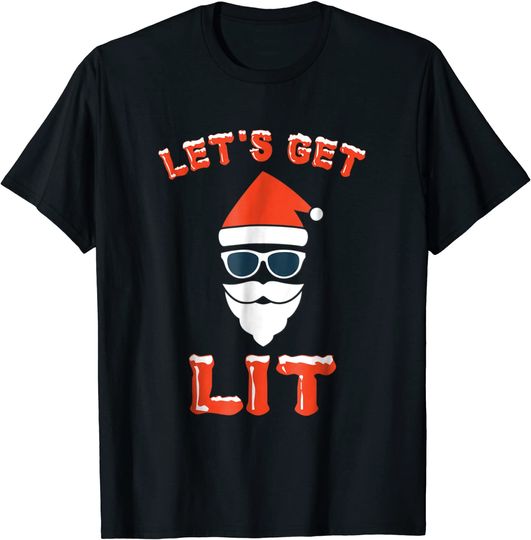 Discover Let's Get Lit Funny Christmas Drinking T-Shirt Funny Xmas