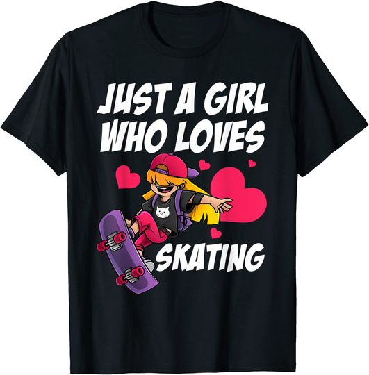 Discover Funny Girl Skateboard Gift For Kids Women Cool Skateboarding T-Shirt