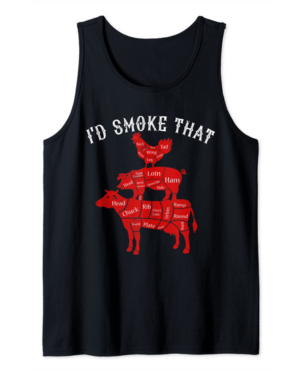 Discover I'd Smoke That Barbecue Grilling BBQ Smoker Gift for Dad Tank Top