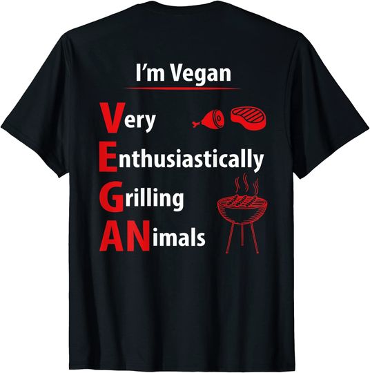 Discover I'm vegan very enthusiastically grilling animals T-Shirt