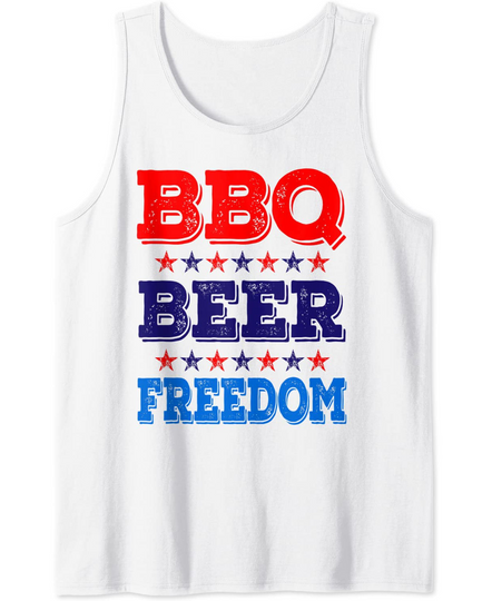 Discover BBQ Beer Freedom America USA Party 4th of July Summer Gift Tank Top