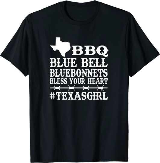 Discover BBQ Blue Bells Bluebonnet Grill Texas Girls Gift BBQ Lover T-Shirt