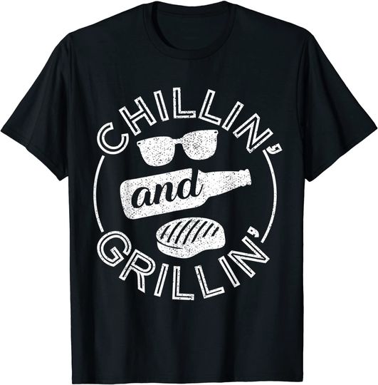 Discover Chillin and Grillin BBQ Lover Gift Dad Husband Grillmasters T-Shirt