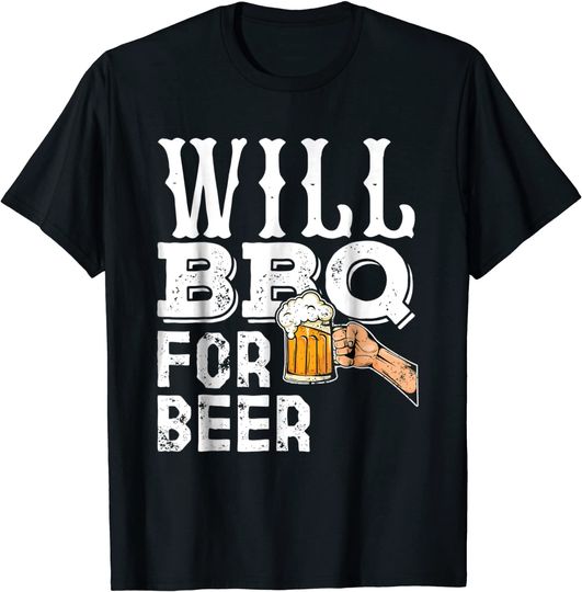 Discover Funny BBQ Grilling T-shirt Gift For Men Will BBQ For Beer