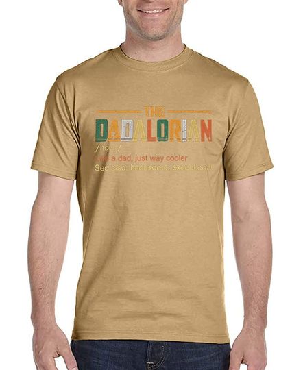 Discover Mens The Dadalorian Like A Dad Just Way Cooler T-Shirt Fathers Gift Colorful Vintage Letter Print Tee Shirt