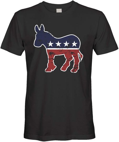 Discover Cybertela Men's Faded Democrat Donkey Political Party T-Shirt
