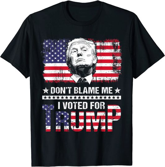 Discover Distressed Vintage Flag Don't Blame Me I Voted For Trump T-Shirt