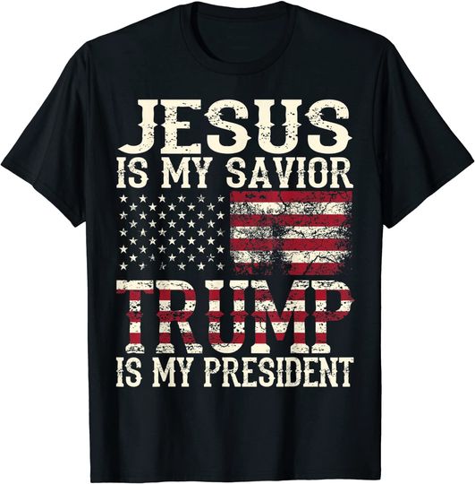 Discover Funny American Jesus Is My Savior Trump Is My President Gift T-Shirt
